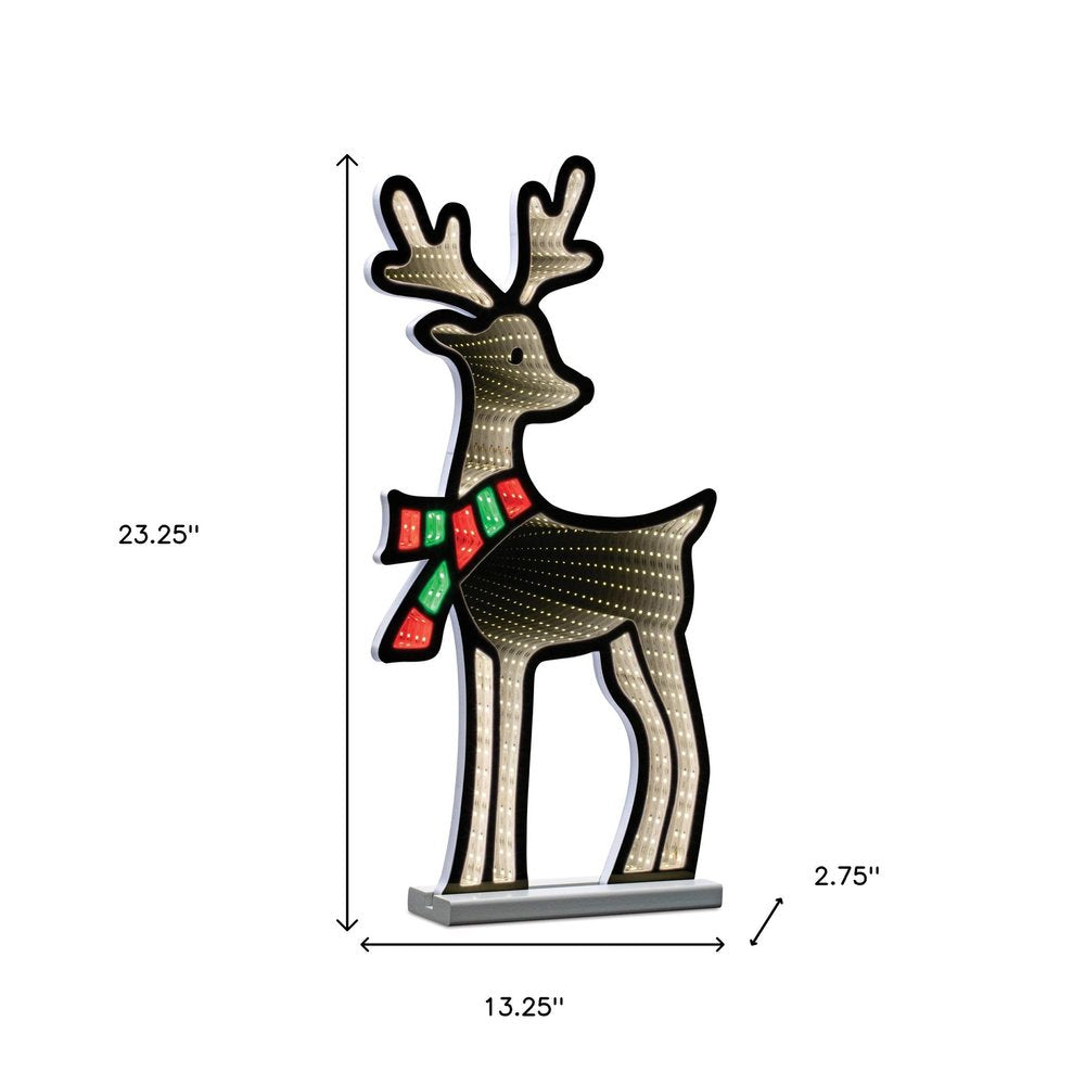 23" White And Red Acrylic Deer Christmas Tabletop Sign with LED HomeRoots