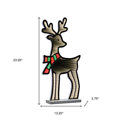 23" White And Red Acrylic Deer Christmas Tabletop Sign with LED HomeRoots