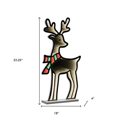 33" White And Green Acrylic Deer Christmas Tabletop Sign with LED HomeRoots