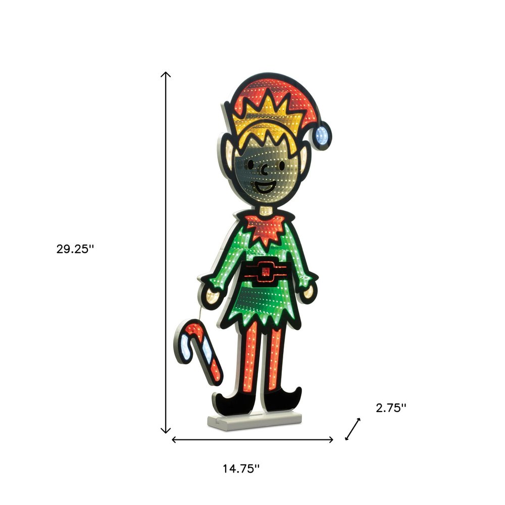 29" Green And Red Acrylic Christmas Tabletop Sign with LED HomeRoots