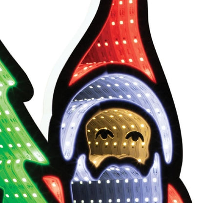 25" Red White And Green Acrylic Christmas Santa Tabletop Sign with LED HomeRoots
