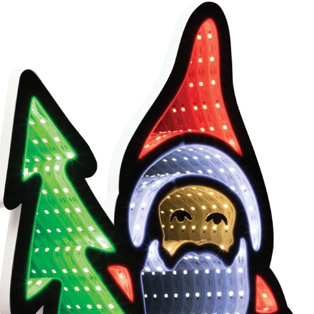 25" Red White And Green Acrylic Christmas Santa Tabletop Sign with LED HomeRoots