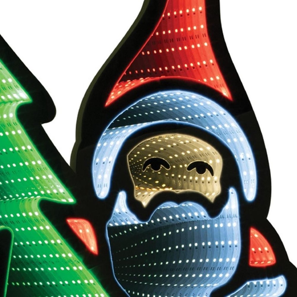 34" Red White And Green Acrylic Christmas Santa Tabletop Sign with LED HomeRoots