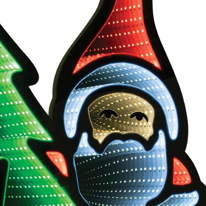 34" Red White And Green Acrylic Christmas Santa Tabletop Sign with LED HomeRoots