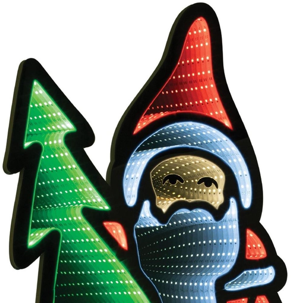 34" Red White And Green Acrylic Christmas Santa Tabletop Sign with LED HomeRoots