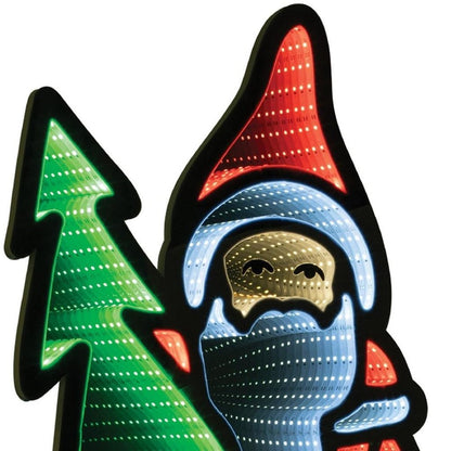 34" Red White And Green Acrylic Christmas Santa Tabletop Sign with LED HomeRoots