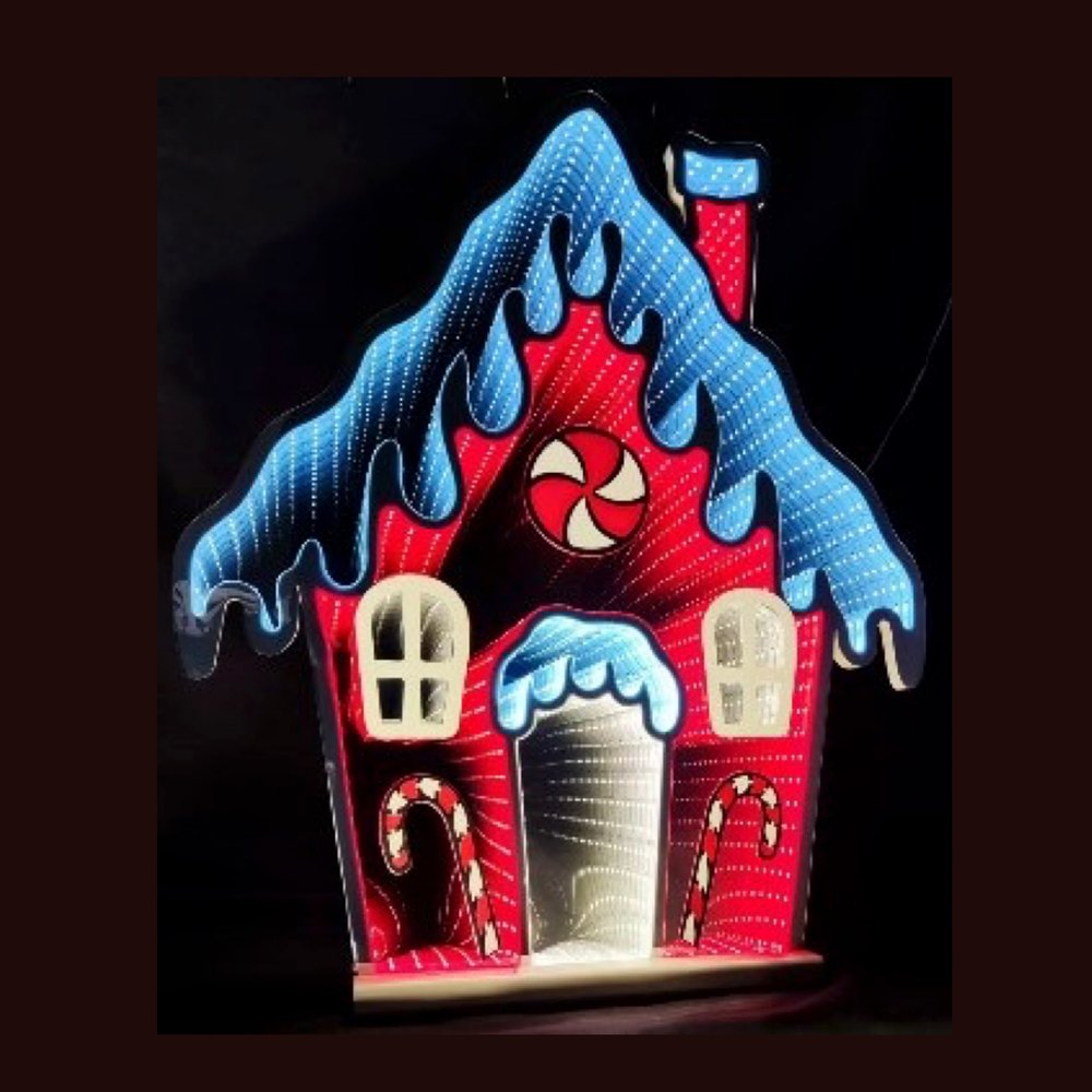 26" Red And White Acrylic House Christmas Tabletop Sign with LED HomeRoots