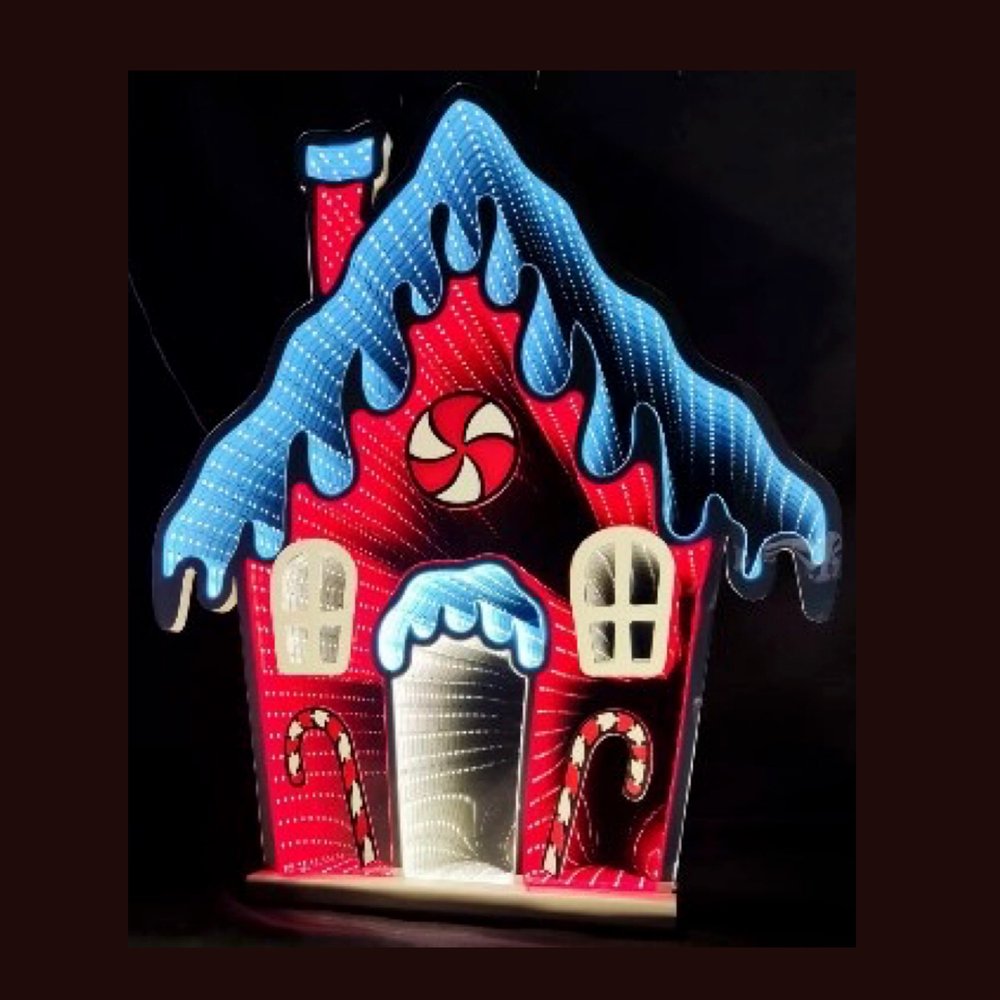 26" Red And White Acrylic House Christmas Tabletop Sign with LED HomeRoots