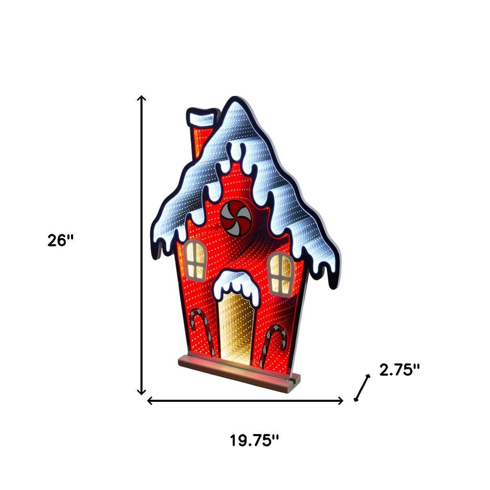 26" Red And White Acrylic House Christmas Tabletop Sign with LED HomeRoots