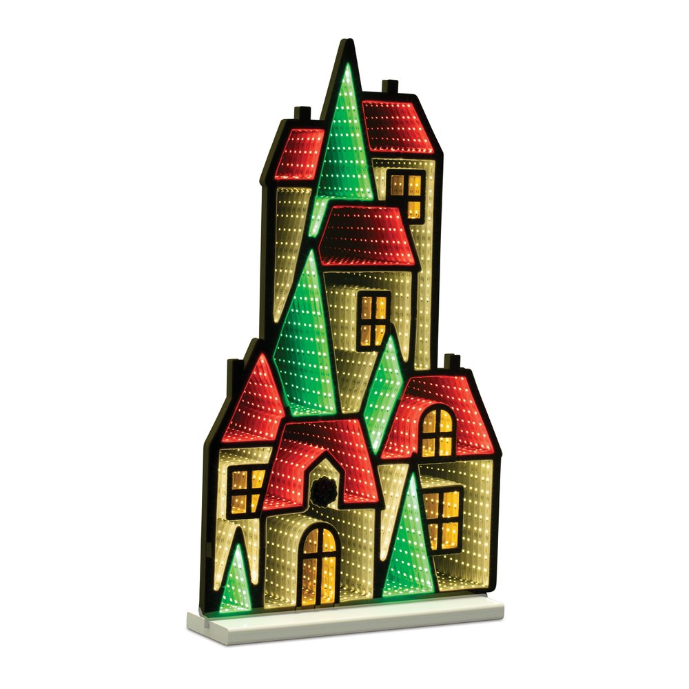 28" Green Red And White Acrylic House Tabletop Sign with LED HomeRoots
