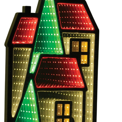 28" Green Red And White Acrylic House Tabletop Sign with LED HomeRoots