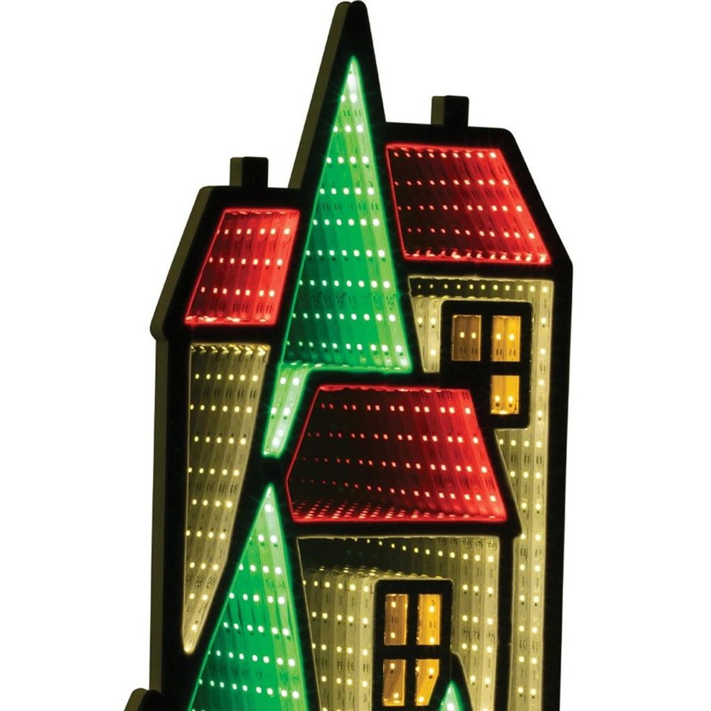 28" Green Red And White Acrylic House Tabletop Sign with LED HomeRoots