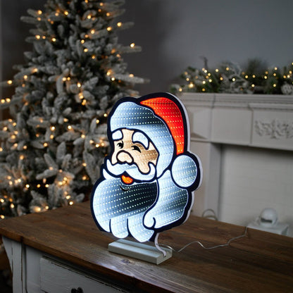 16" Red And White Acrylic Christmas Santa Tabletop Sign with LED HomeRoots