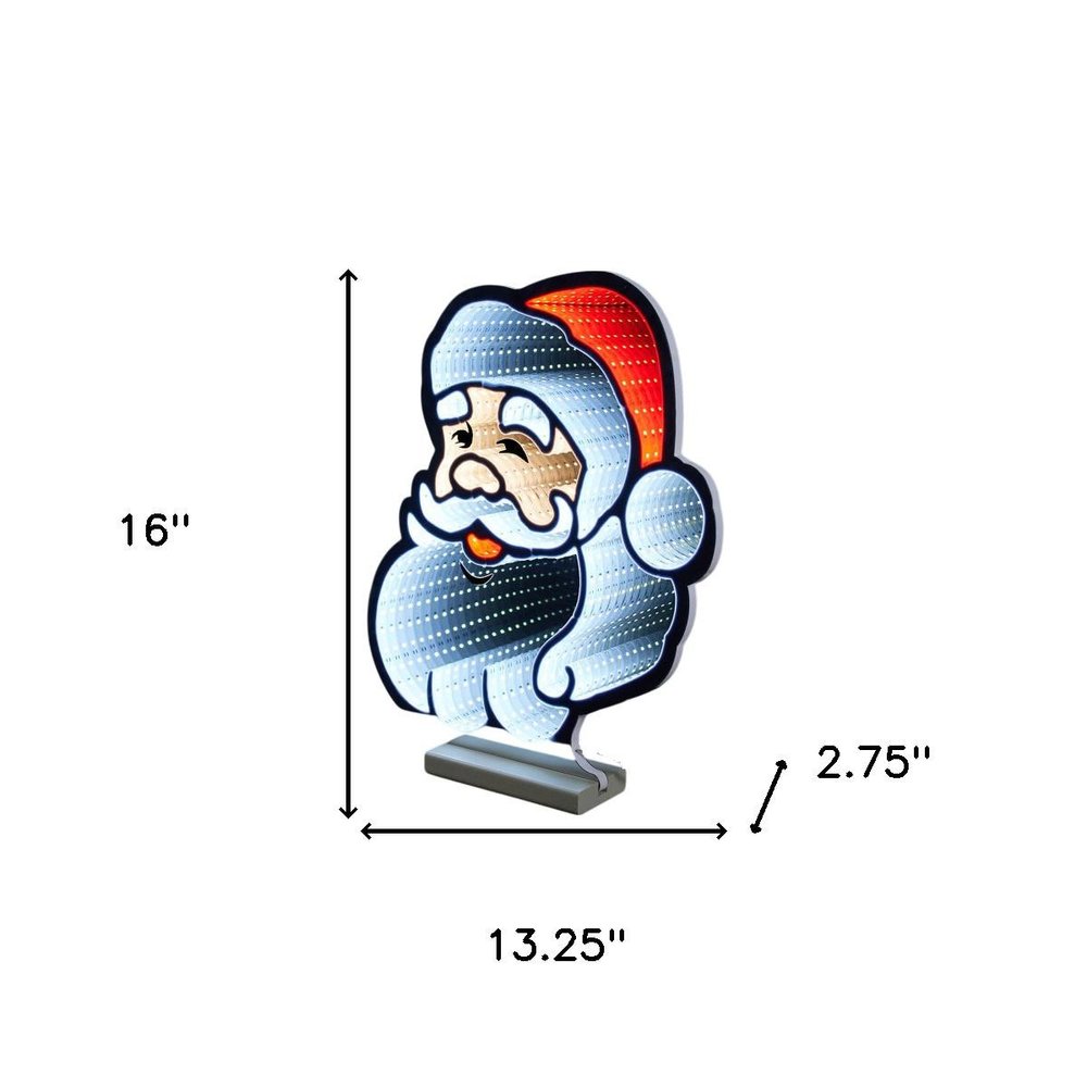 16" Red And White Acrylic Christmas Santa Tabletop Sign with LED HomeRoots