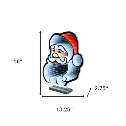 16" Red And White Acrylic Christmas Santa Tabletop Sign with LED HomeRoots