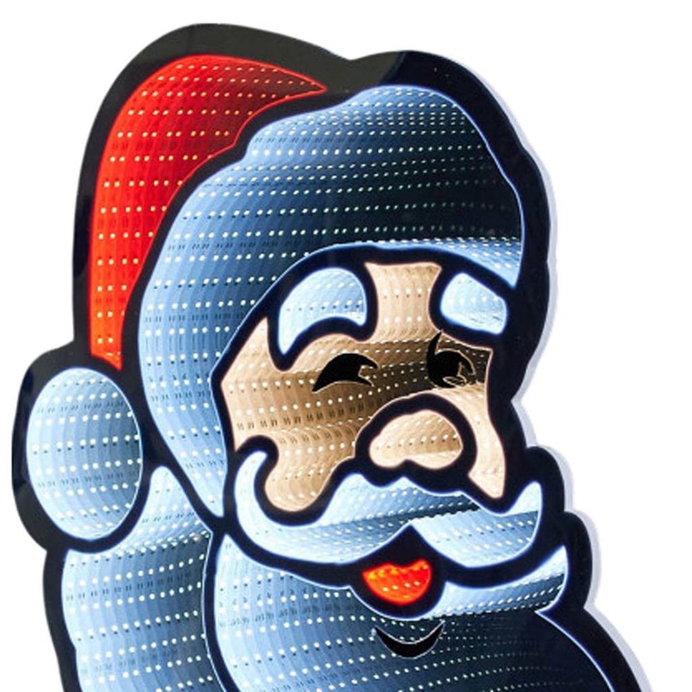 20" Red And White Acrylic Christmas Santa Tabletop Sign with LED HomeRoots