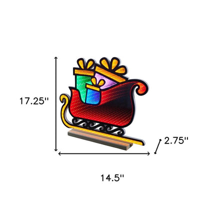 15" Green Orange And Red Acrylic Christmas Tabletop Sign with LED HomeRoots