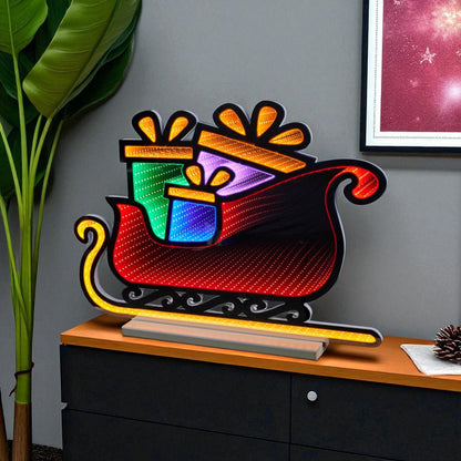 18" Green Orange And Red Acrylic Christmas Tabletop Sign with LED HomeRoots