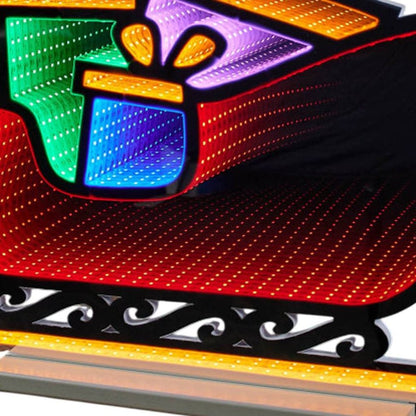 18" Green Orange And Red Acrylic Christmas Tabletop Sign with LED HomeRoots