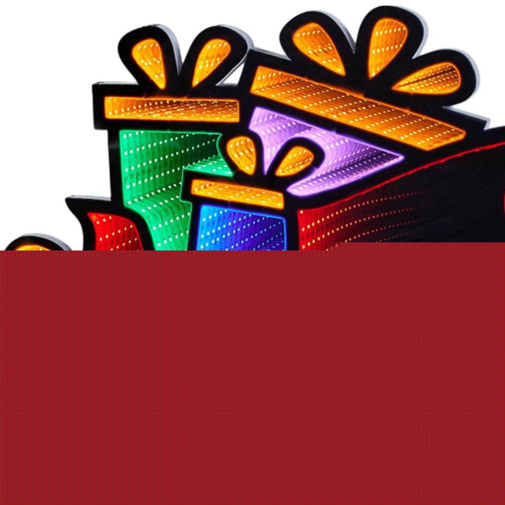 18" Green Orange And Red Acrylic Christmas Tabletop Sign with LED HomeRoots