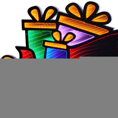 18" Green Orange And Red Acrylic Christmas Tabletop Sign with LED HomeRoots