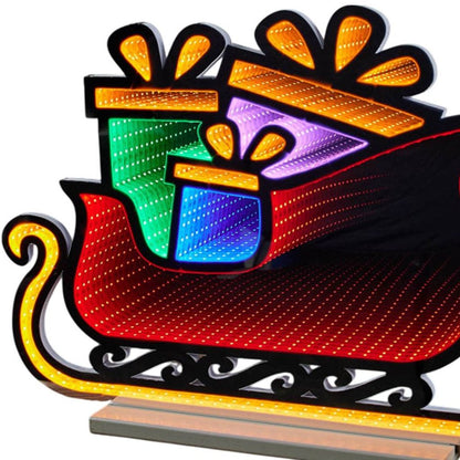 18" Green Orange And Red Acrylic Christmas Tabletop Sign with LED HomeRoots