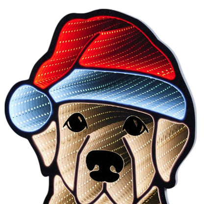 17" Beige And Red Acrylic Dog Christmas Tabletop Sign with LED HomeRoots