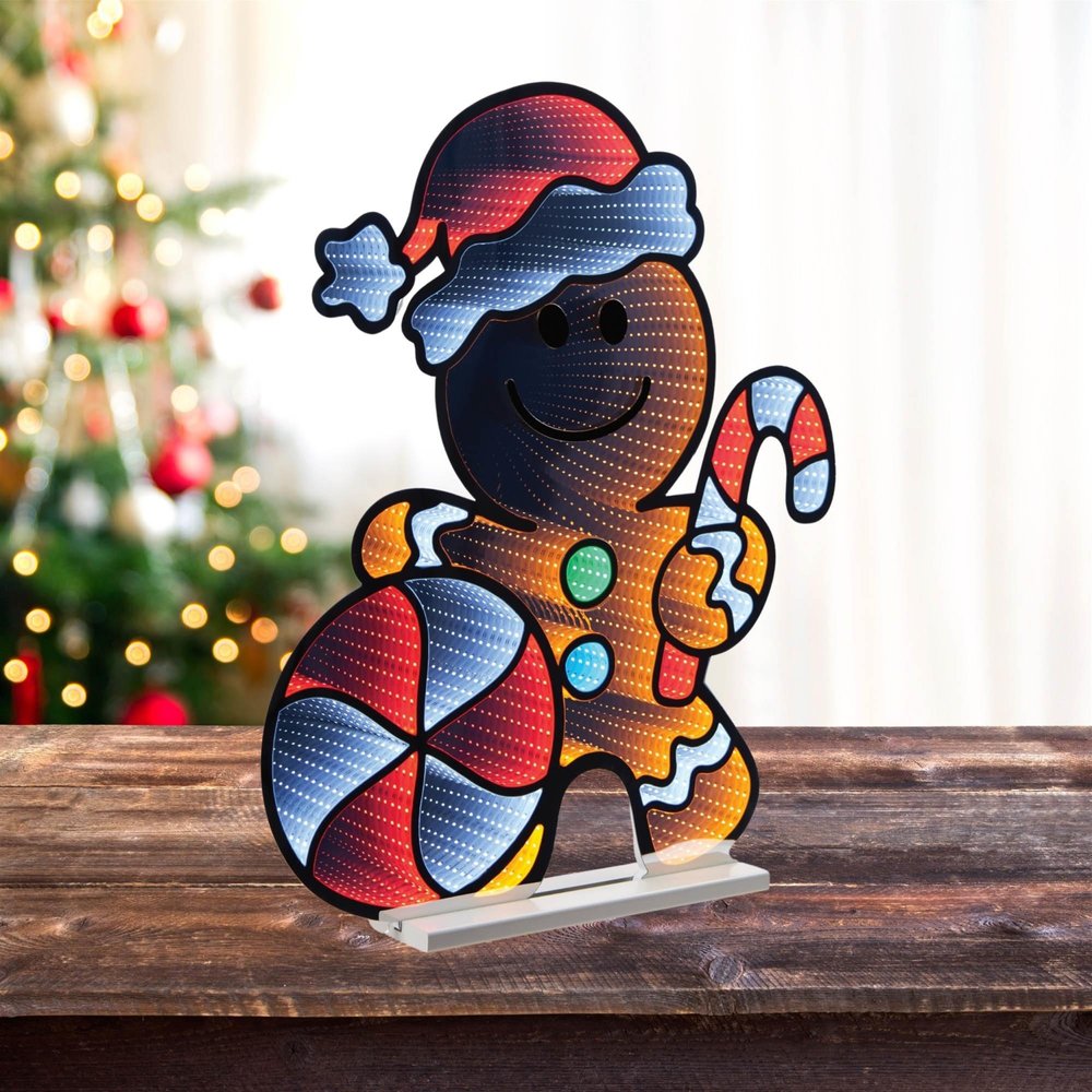 31" Brown And White Acrylic Christmas Tabletop Sign with LED HomeRoots