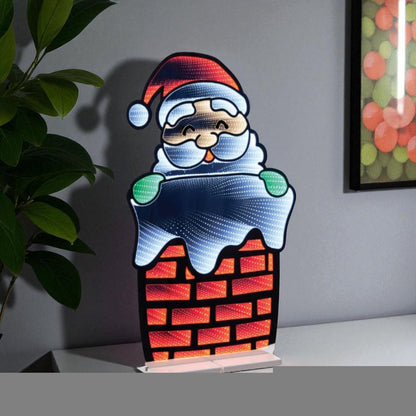 35" Red And White Acrylic Christmas Santa Tabletop Sign with LED HomeRoots