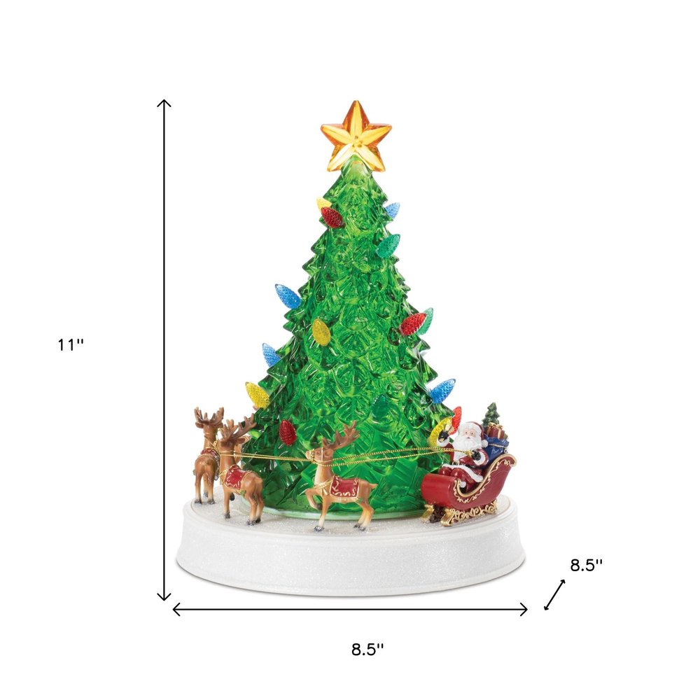 11" Red And Brown Plastic Trees Christmas Christmas Tree Tabletop Sculpture with LED HomeRoots