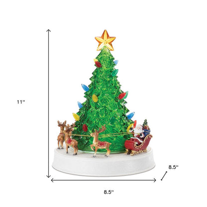 11" Red And Brown Plastic Trees Christmas Christmas Tree Tabletop Sculpture with LED HomeRoots