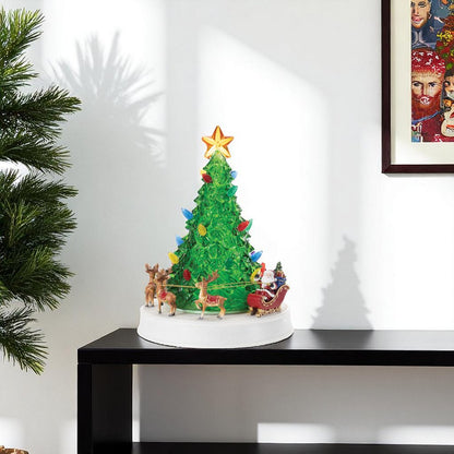 11" Red And Brown Plastic Trees Christmas Christmas Tree Tabletop Sculpture with LED HomeRoots