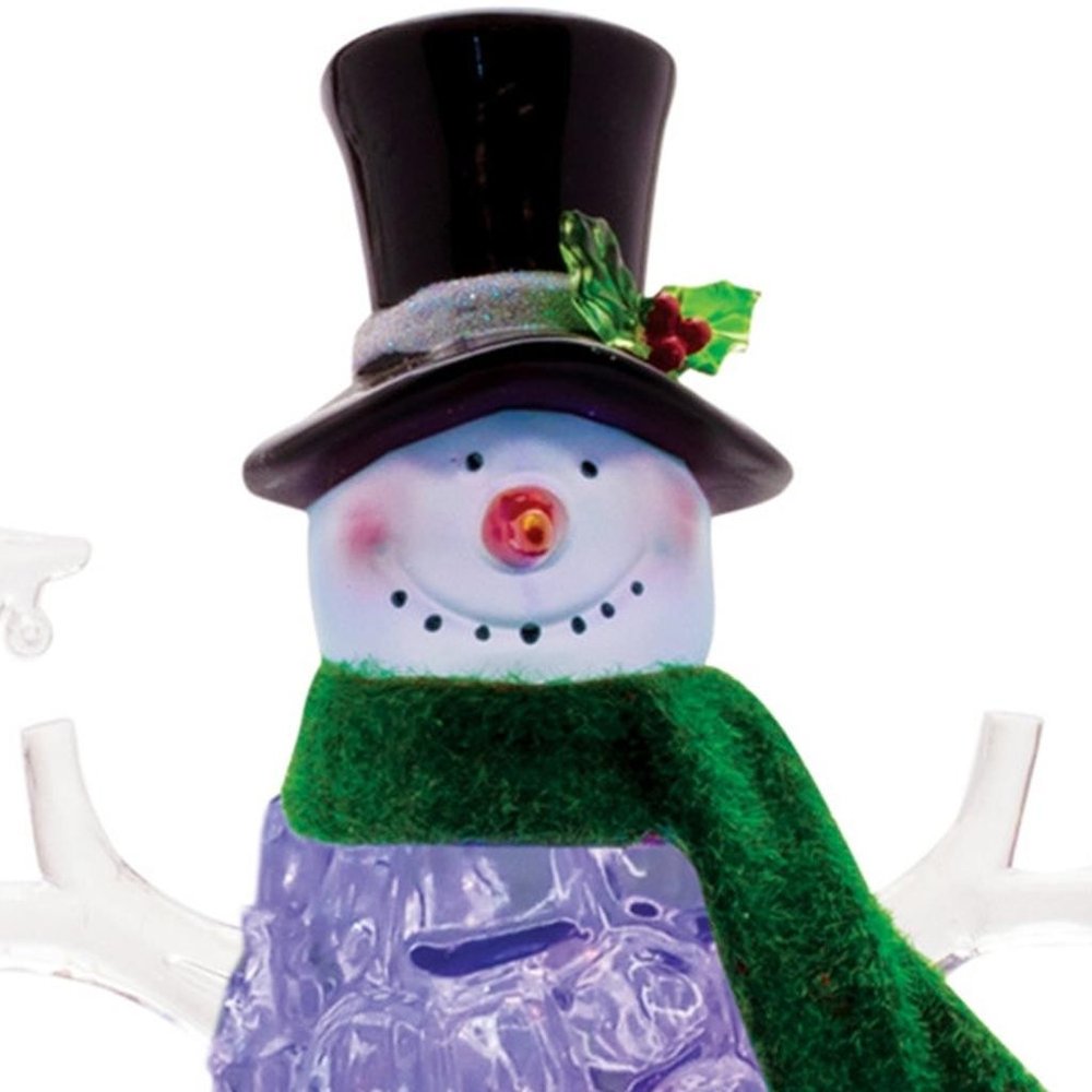 15" White Plastic Trees Christmas Snowman Tabletop Sign with LED HomeRoots