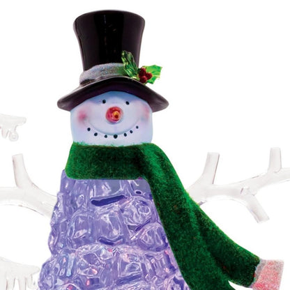 15" White Plastic Trees Christmas Snowman Tabletop Sign with LED HomeRoots