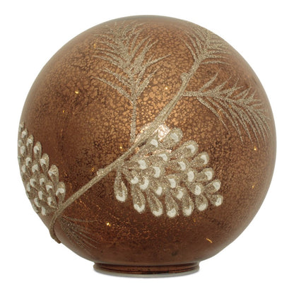 Set of Two Brown And Gray Glass Pinecone Tabletop Sculpture with LED HomeRoots