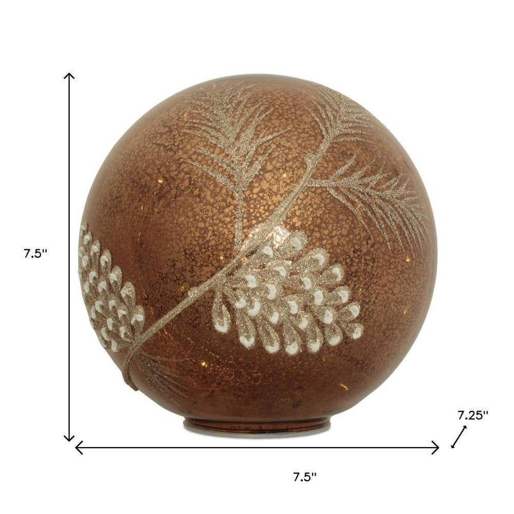 Set of Two Brown And Gray Glass Pinecone Tabletop Sculpture with LED HomeRoots