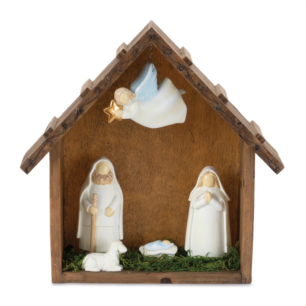 10" Brown White And Green Resin Tabletop Sculpture HomeRoots