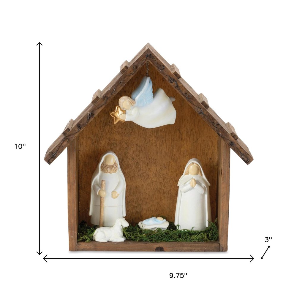 10" Brown White And Green Resin Tabletop Sculpture HomeRoots