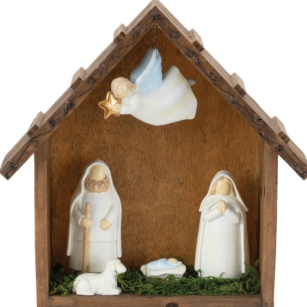10" Brown White And Green Resin Tabletop Sculpture HomeRoots