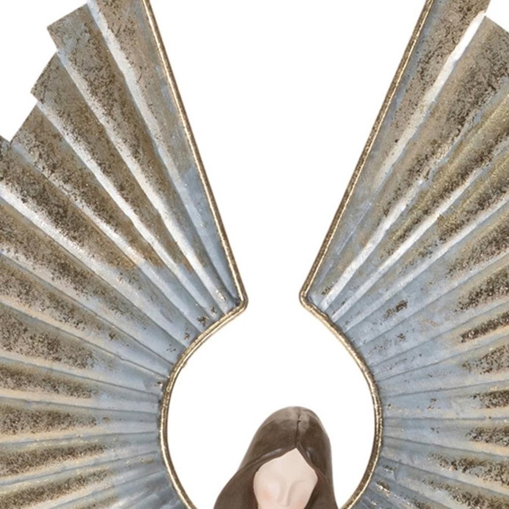 25" White And Gold Polyresin Angel Christmas Tabletop Sculpture HomeRoots