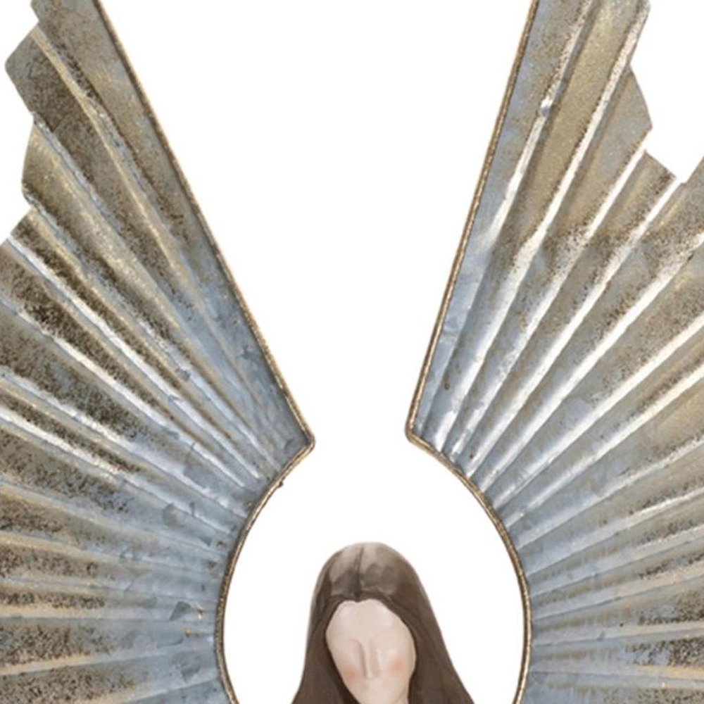 36" White And Gold Polyresin Angel Christmas Tabletop Sculpture HomeRoots