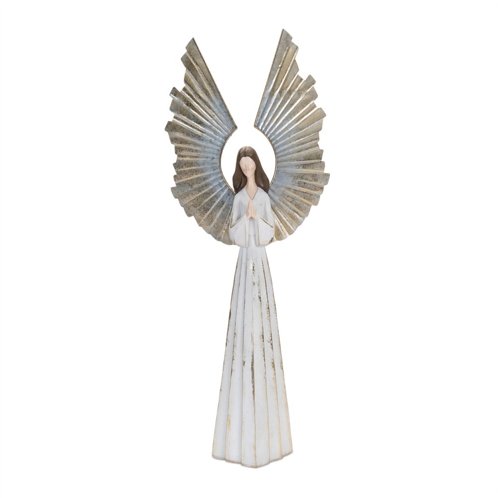 36" White And Gold Polyresin Angel Christmas Tabletop Sculpture HomeRoots