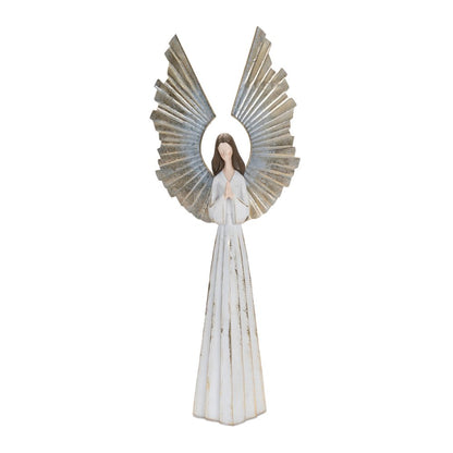 36" White And Gold Polyresin Angel Christmas Tabletop Sculpture HomeRoots