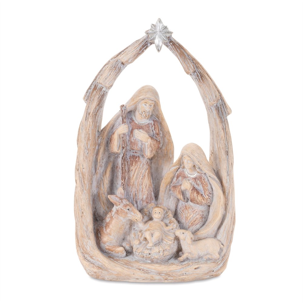 8" Beige And Gray Resin Christmas Tabletop Sculpture HomeRoots