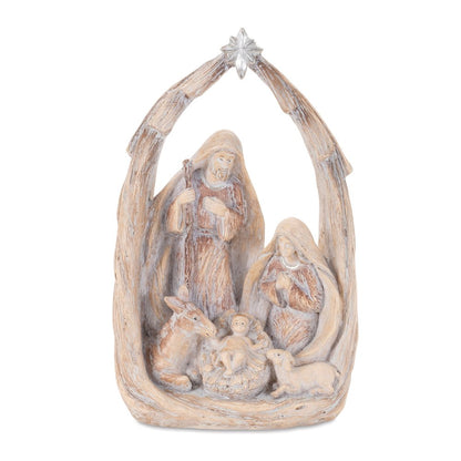8" Beige And Gray Resin Christmas Tabletop Sculpture HomeRoots
