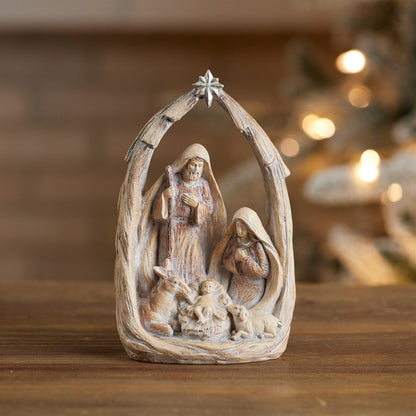 8" Beige And Gray Resin Christmas Tabletop Sculpture HomeRoots