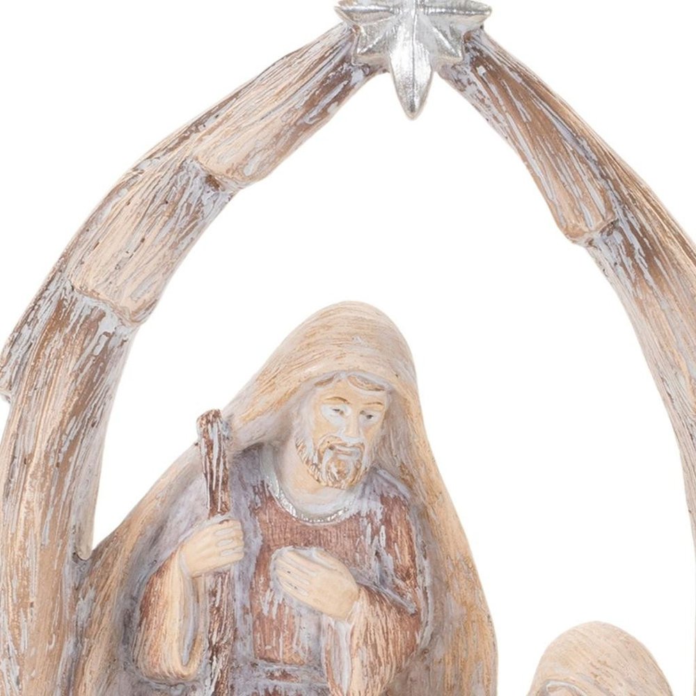 8" Beige And Gray Resin Christmas Tabletop Sculpture HomeRoots