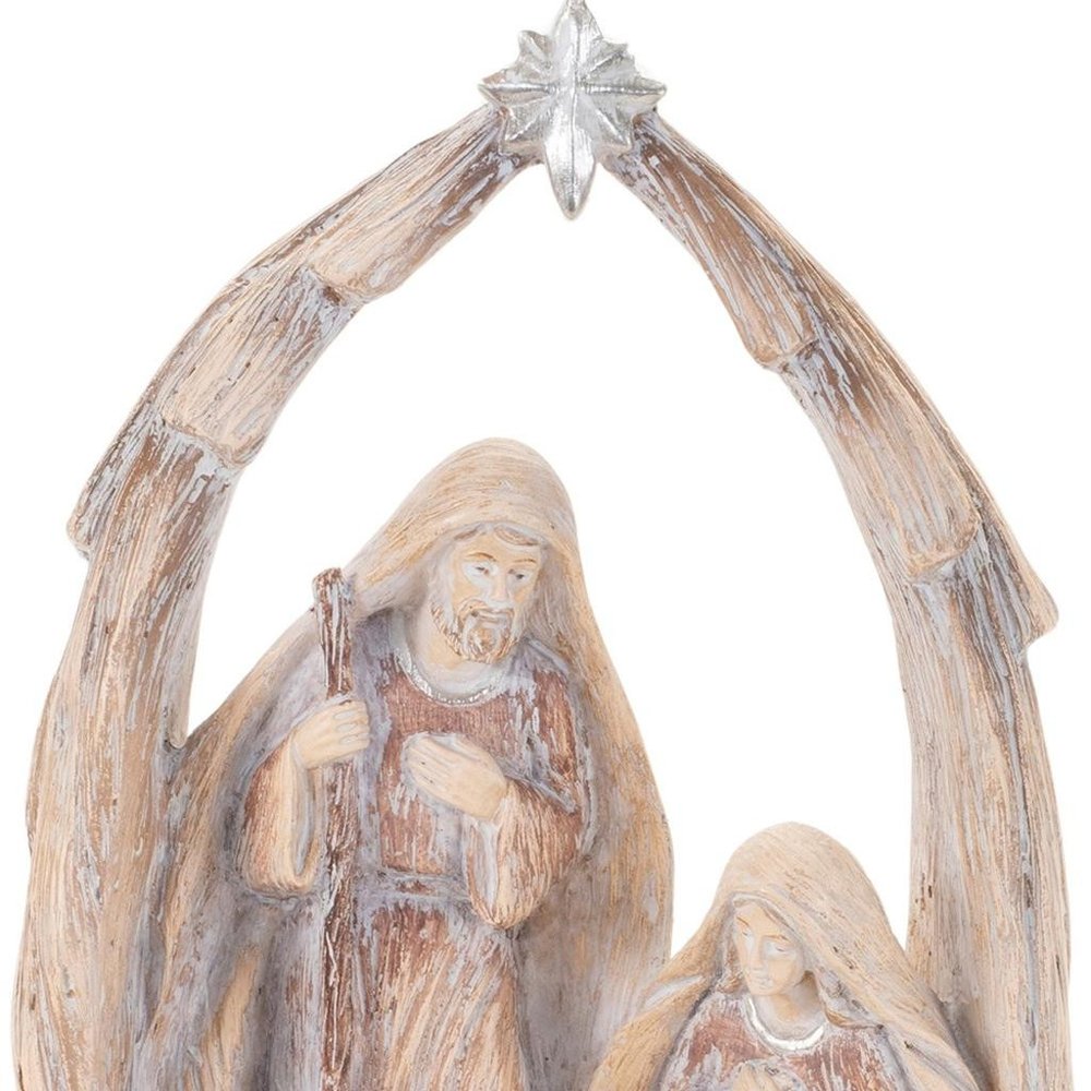 8" Beige And Gray Resin Christmas Tabletop Sculpture HomeRoots