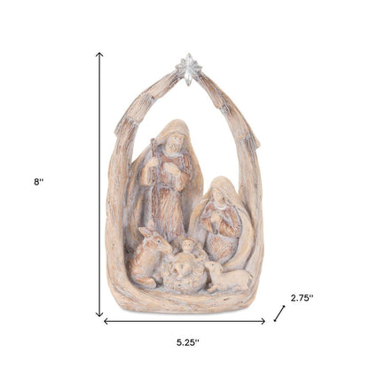 8" Beige And Gray Resin Christmas Tabletop Sculpture HomeRoots