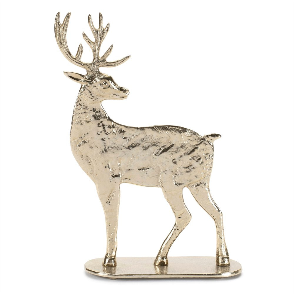 Set of Two Gold Aluminum Deer Christmas Figurine HomeRoots